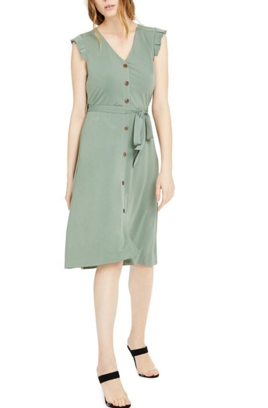Monteau Los Angeles Sage Button Up Sleeveless Dress Size M